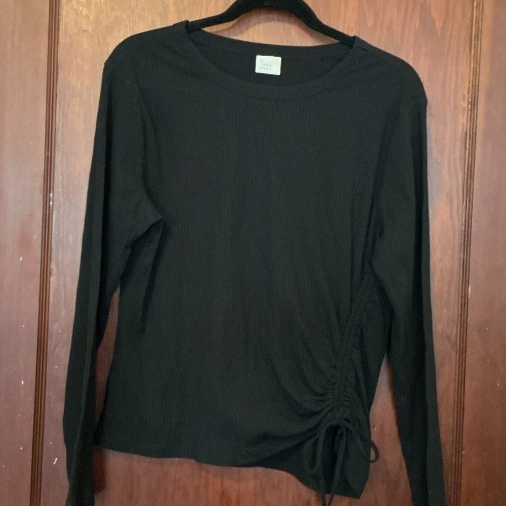 a new day Black Long Sleeve Ribbed Shirt with Side Tie - Picture 1 of 5